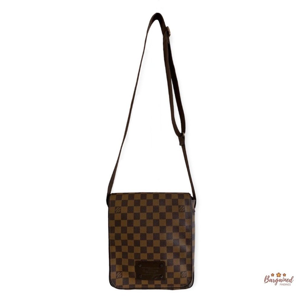 Authentic Louis Vuitton Damier Ebene Coated Canvas Brooklyn PM Crossbody Bag